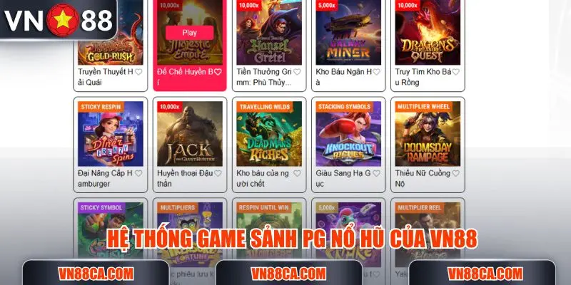 Hệ thống sảnh game PG nổ hũ được tối ưu cả về trò chơi lẫn giao diện