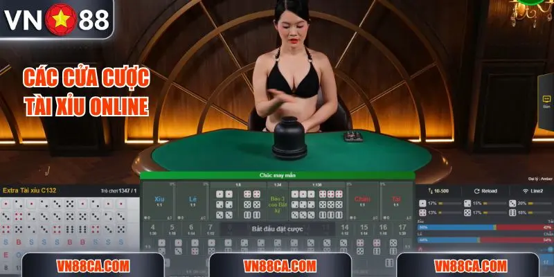 Hệ thống ô đặt cược trong Tài Xỉu VN88