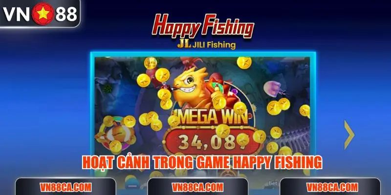 Hoạt cảnh trong game Happy Fishing tại Jili Gaming