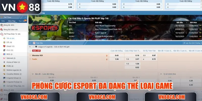 Phòng cược Esport đa dạng kèo thể thao điện tử để lựa chọn